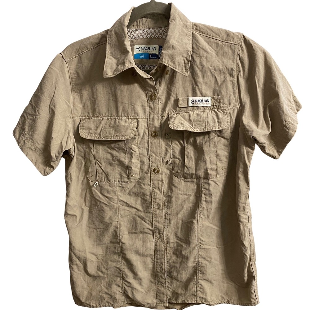 Magellan Outdoors Fish Gear Laguna Madre Shirt Women's Small Tan Fishing